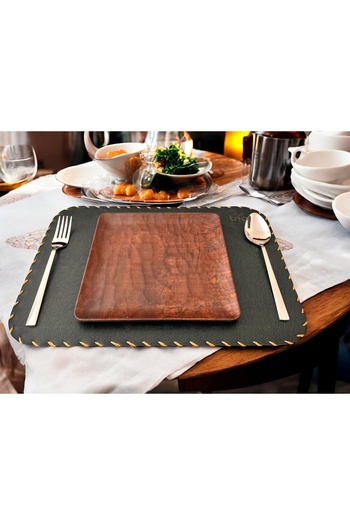 BARITCIOGLU Wooden Plate Square Serving Presentation Plate 22 cm