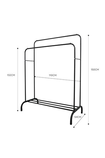 Viyogo Double clothes rack, shoe rack, 110 cm x 54.5 cm x 150 cm, black