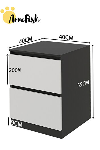 AnneFish 40*40*55cm NightStand for Bedroom Rustic Side Table Simple Bedside End Table with 2 Storage Drawers