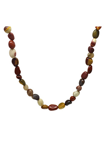 Tesbihane Silver Color Metal Chain Amorphous Jasper Natural Stone Men's Necklace