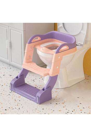 COOYA Training Toilet Seat with Step Stool Ladder, Toilet Seat Chair with Handles, Non-Slip Wide Step.
