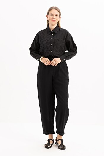 ALLDAY Black-Waist Elastic Pocket Trousers