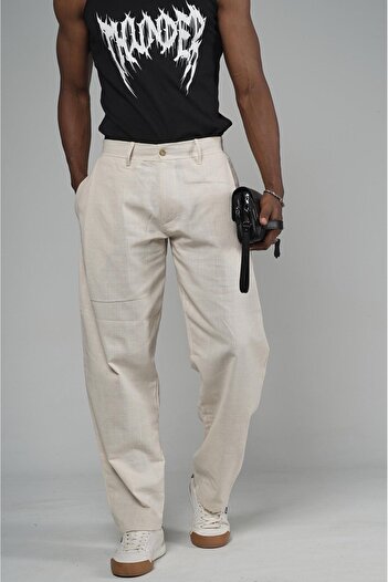 king brich Shalwar Cut Pleated Linen Trousers