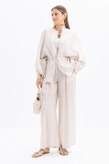 ALLDAY Modal Kimono with Stone-Waist Lacing