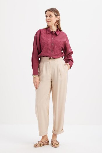 ALLDAY Beige-Tall Elastic Waist Pocket Trousers