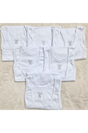 HİTRA 6 Pack Men's Undershirt White 100% Cotton Combed Cotton