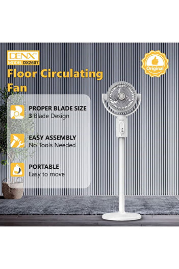 Denx Portable Oscillating Fan with Remote Control, Timer, Fine Mist, 5 Speeds, Foldable DX2607