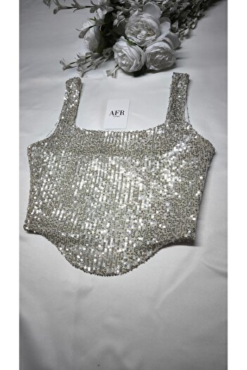 AFR CLOTHES Women's Sequence Lined Crop Top with Straps