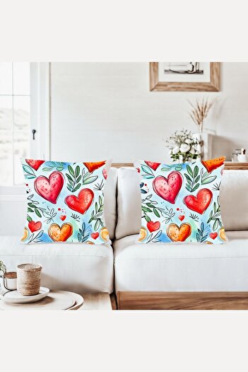 on the clouds Hearts Leaves Combination Hidden Zipper Throw Pillow Cover Sofa Pillow Case Set (2Pcs)