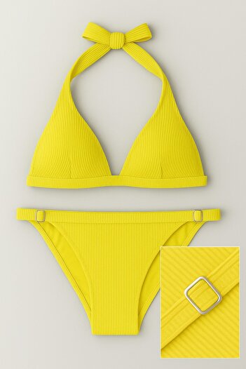 Pierre Cardin Women's Long Triangle Bikini Set Hr24Bt006 – Twill, Unpadded, Tie-Up Model