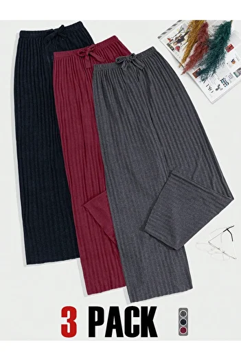 Asel 3-Piece Women's Lycra Comfortable Pants & Sweatpants, Casual Comfortable Home Wear Pajamas