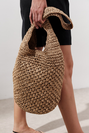 Manuka Braided Wicker Crossbody Bag Natural