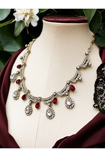 FAYRA ACCESSORIES Zirkon Taşlı Su Damlası Nişan Kına Düğün Gerdanlık