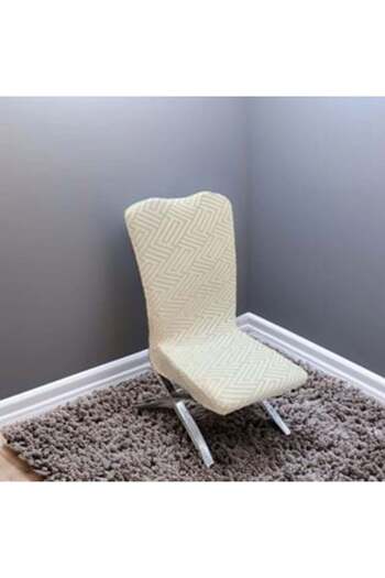 Jumbo Decorative Elastic Cover Ecru with Embossed Pattern for Chairs