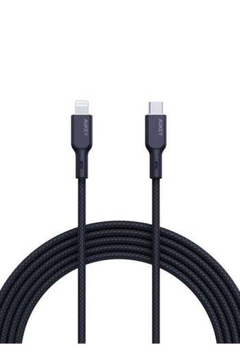 AUKEY Braided Nylon Sync & Charge MFI Cable USB-C To Lightning 1.8M NCL2 Black