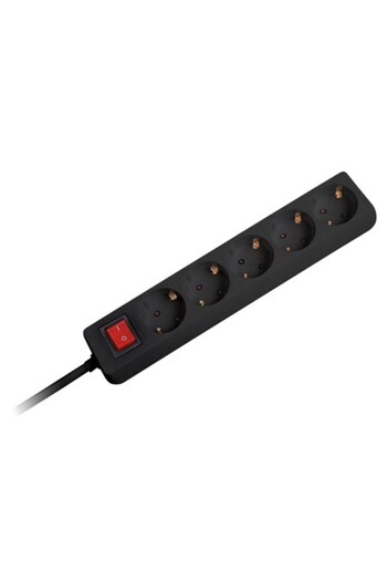 Omega EXTENSION CORD 3X1.5MM 5 SOCKETS 1.5M BLACK SWITCH