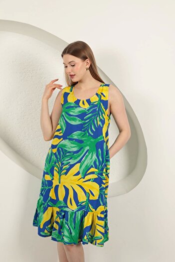 Lukas Viscose Fabric Patterned Dress-Green