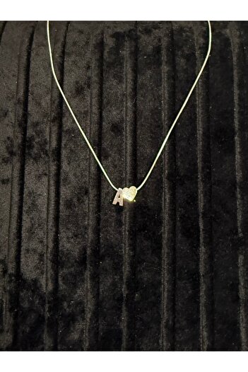 Gulsah's Store Çelik silver minimal kalpli harfli kolye