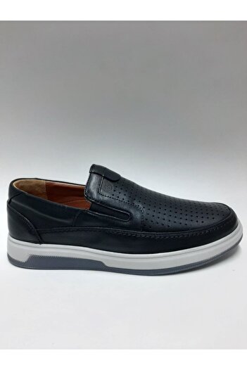Bemsa Genuine Leather Laceless Daily Black Summer Men's Shoes