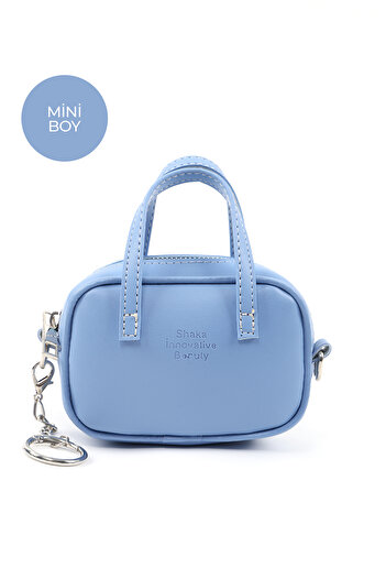 SHAKA Blue Shk210 Faux Leather Single Compartment Zippered Handbag and Charm Bag Accessory