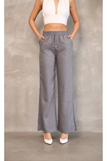 NOLYA MODA Gray Natural Linen Trousers