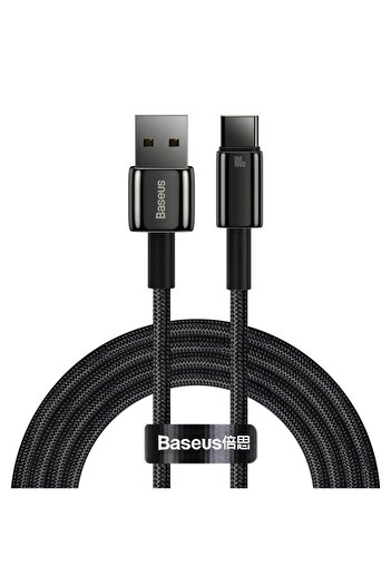 Baseus Baseus Tungsten Gold USB-A - USB-C Data and Charging Cable, 100W, 2m, Black CAWJ000101
