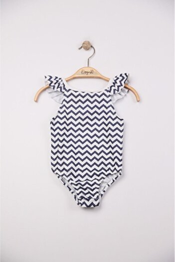 AyCaTa Black and White Striped Girl's Swimsuit