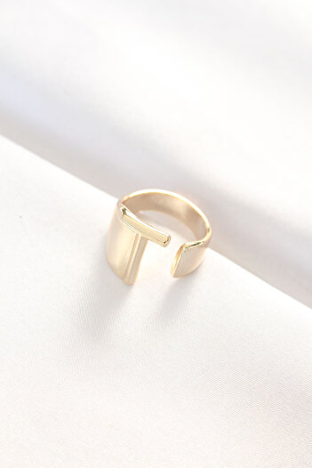 Clariss Gold Color Adjustable Ring with Letter t