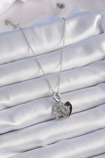 Clariss 316L Steel Silver Color Zircon Stone Infinity Heart Figure Charm Model Women's Necklace