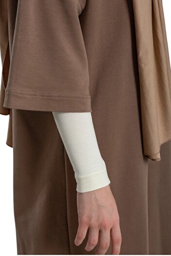 LA SEFA Practical Hijab Sleeve Combed Cotton Prayer Sleeve Plain-Ecru