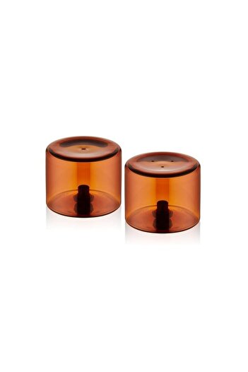 The Mia Cam0456 Round Salt and Pepper Shakers Set of 2 Amber 6X5 cm