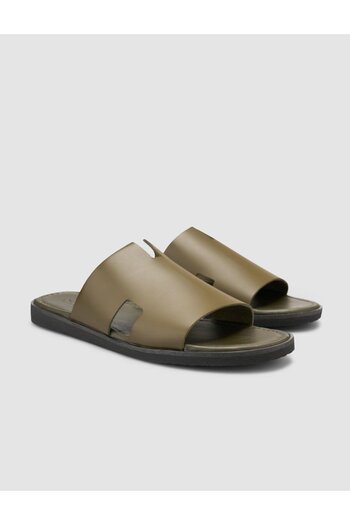 Cabani 100% Genuine Leather Khaki Men's Slippers