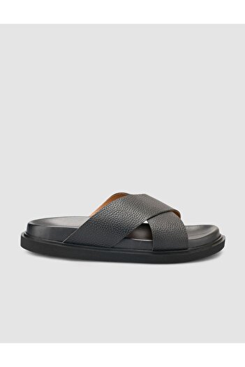 Cabani 100% Genuine Leather Black Men's Slippers