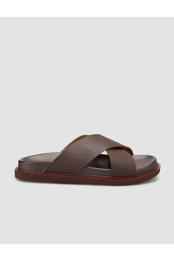 Cabani 100% Genuine Leather Brown Men's Slippers