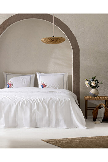 Madame Coco Mathilda Double Cotton Ecocell Plain Pique Set - White