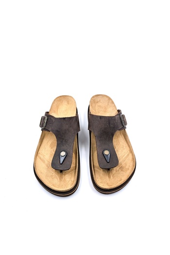 Hammer Jack Genuine Nubuck Leather Orthopedic Flip Flops Antique Brown Men's Slippers