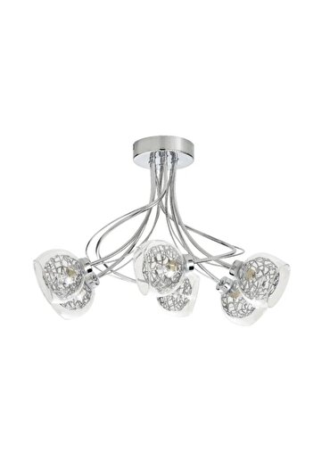 OMC LED ceiling light, 6 x 40 W, silver, glass and metal