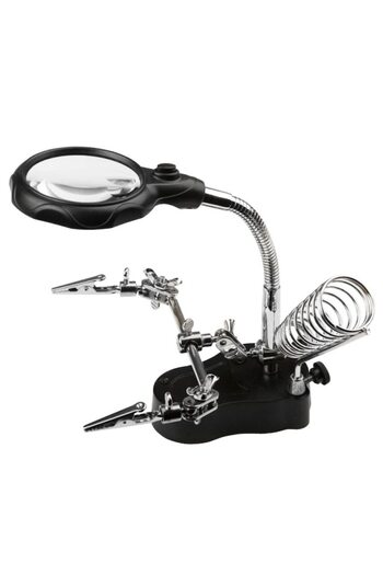 OEM LED Illuminated Magnifier, 3.5X 12X Zoom, with Support and Soldering Arms
