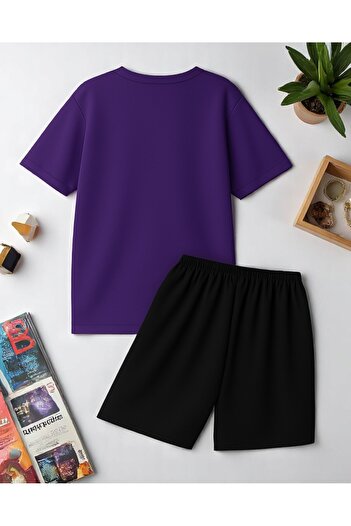 uyguntarz „But First Coffee“-Shorts-Set mit Aufdruck