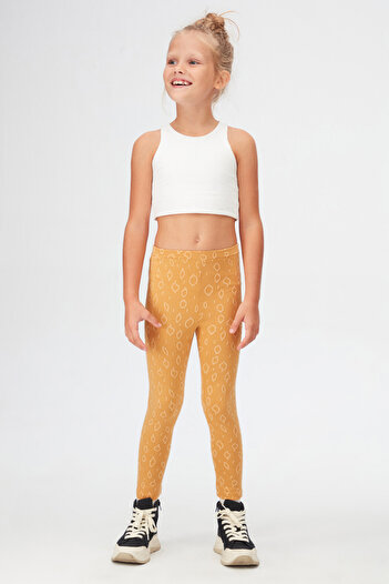LOVETTI Mustard Drop Pattern Jacquard Girl's Full Length Leggings