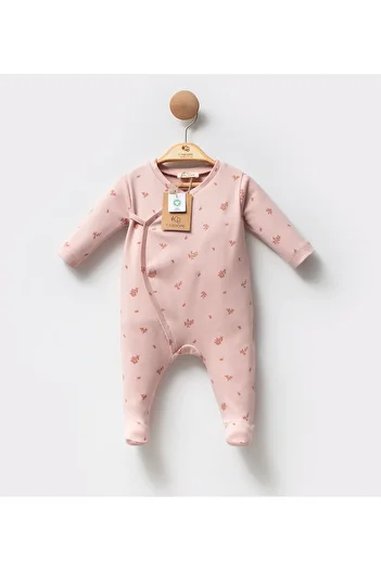 Cassiope Organic 100% Cotton Floral Patterned Baby Romper with Booties