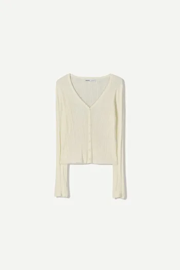 Bershka Ribbed button-up cardigan