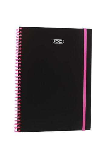 Roco Classic Spiral Notebook – 580 Sheets, Single Ruled, Pink & Black (Arabic)