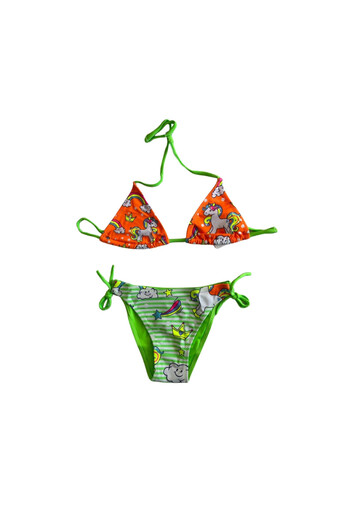 hazelin Girl's Orange Green Unicorn Themed Bikini Suit Hzl25S-Lc19049