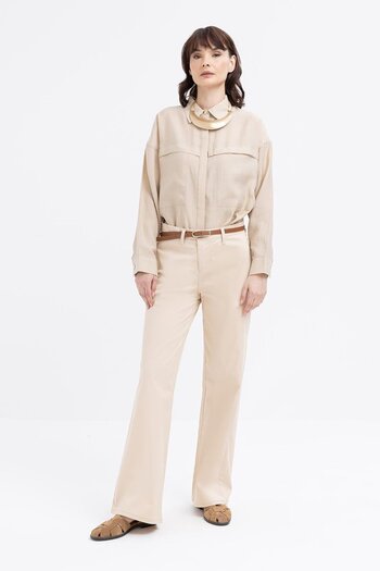 ALLDAY Beige-Wide Leg Lycra Trousers