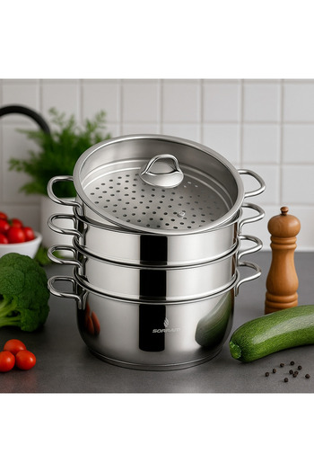Sofram Yeşiltan Sofram Soft Series 5 Piece 28 cm Ravioli Pot Set – 304 Stainless Steel, Induction Compatible