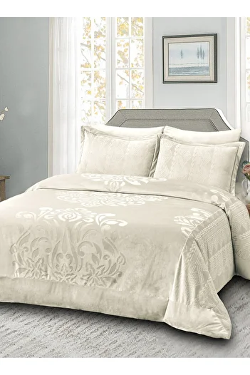 Master Home Textile Velvet Comforter Sets, 5 Pcs Single Size, Fits 120 x 200 cm Single Size Bed, With Removable Filling