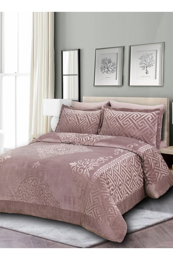 Master Home Textile Velvet Comforter Sets, 5 Pcs Single Size, Fits 120 x 200 cm Single Size Bed, With Removable Filling