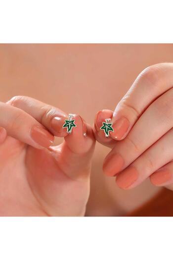 alsepeteavm Silver Plane Leaf Children's Earrings