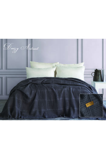 Dantela Denzy Waffle Bedspread - Anthracite